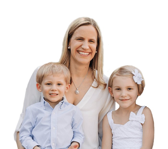 Mother and two children smiling after visiting their orthodontist in Allen Texas