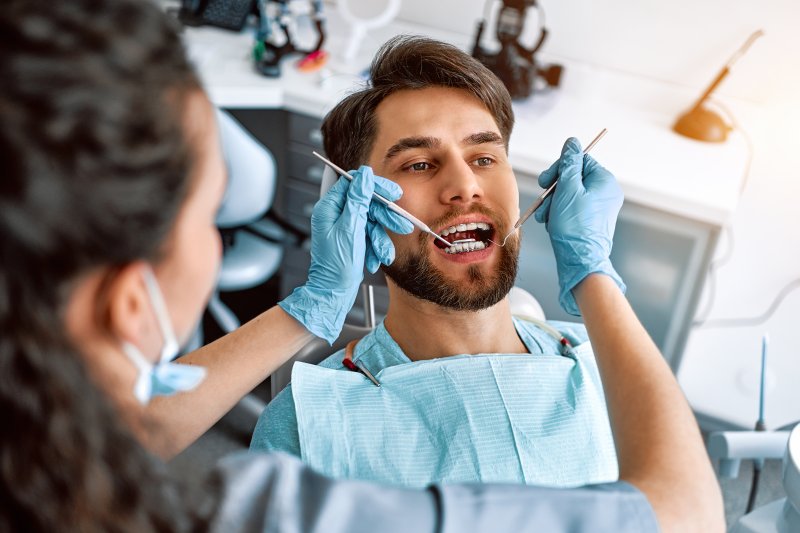 Patient getting a checkup at their orthodontics appointment
